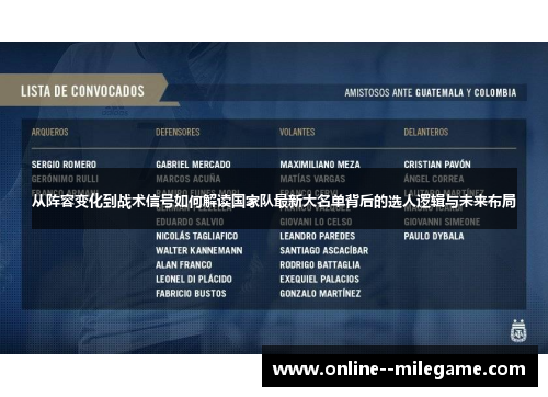 从阵容变化到战术信号如何解读国家队最新大名单背后的选人逻辑与未来布局 从阵容变化到战术信号如何解读国家队最新大名单背后的选人逻辑与未来布局